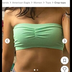 American Eagle Outfitters Light Green Strapless Crop Top